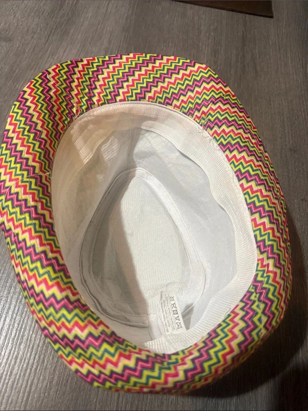 Kids Zigzag Pattern Trilby Hat in Yellow, Pink & Green